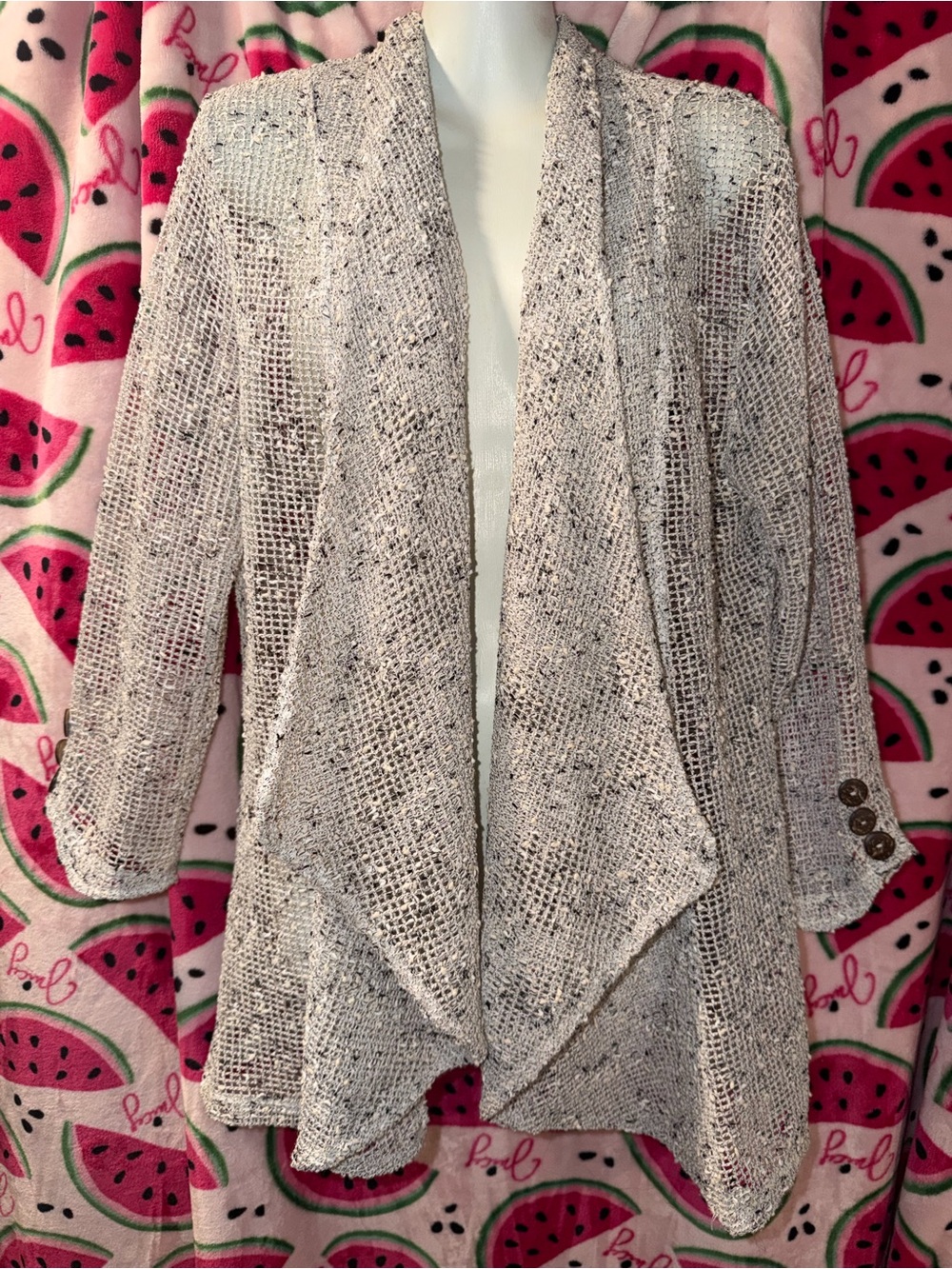 🩶🤍 Open-Front Knit Sweater Cardigan